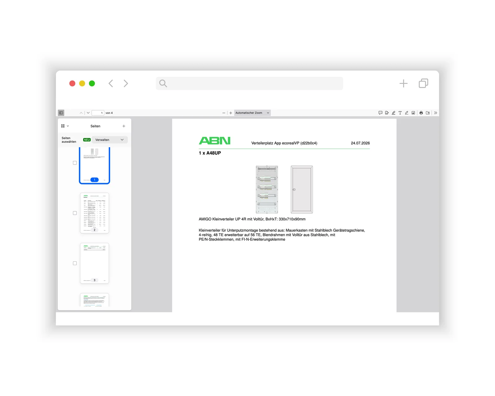 Dokumentation – ecorealVP Verteilerplatz-Konfigurator für Schneider Electric