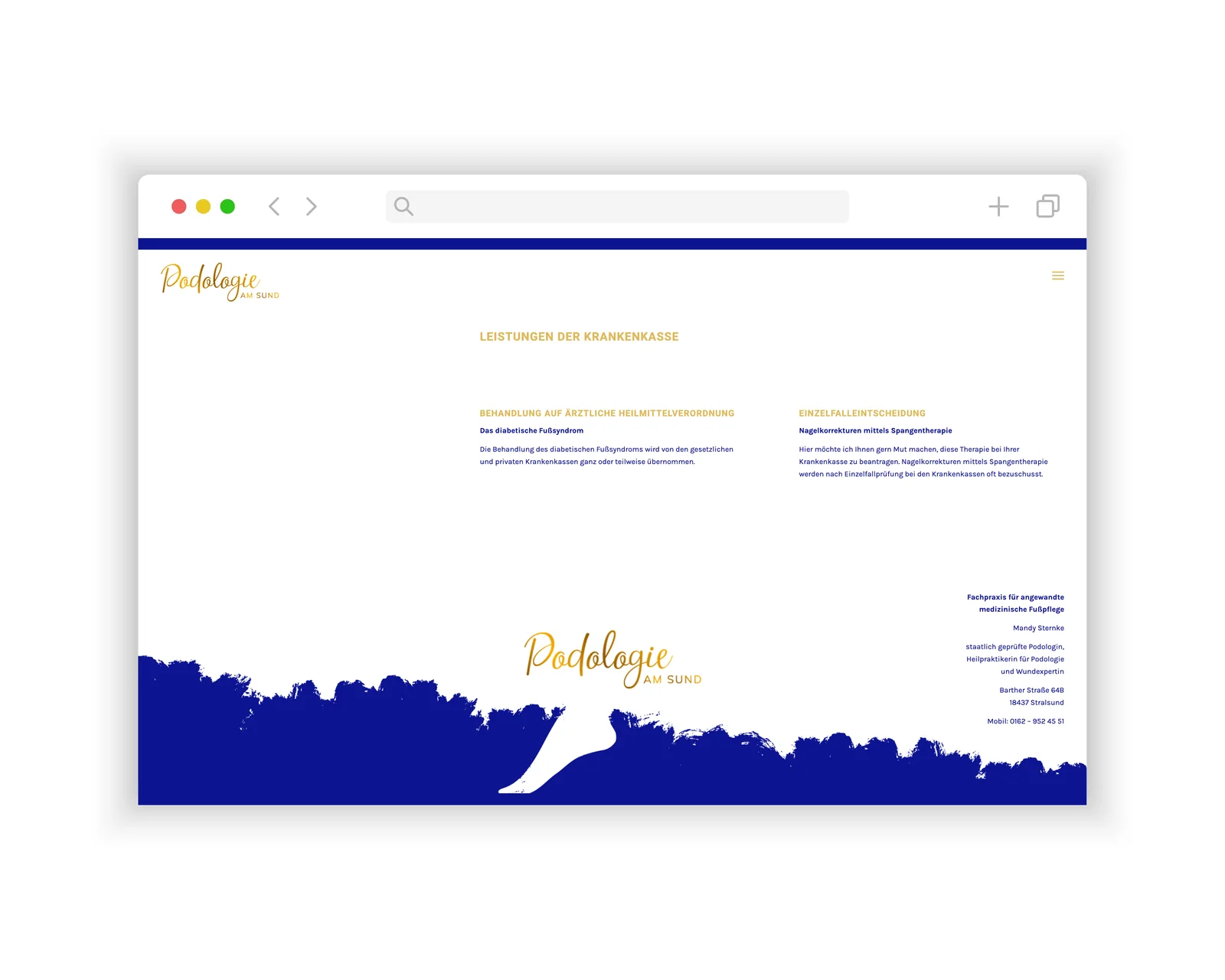 Kostenübernahme durch die Krankenkasse – Website Podologie am Sund Stralsund